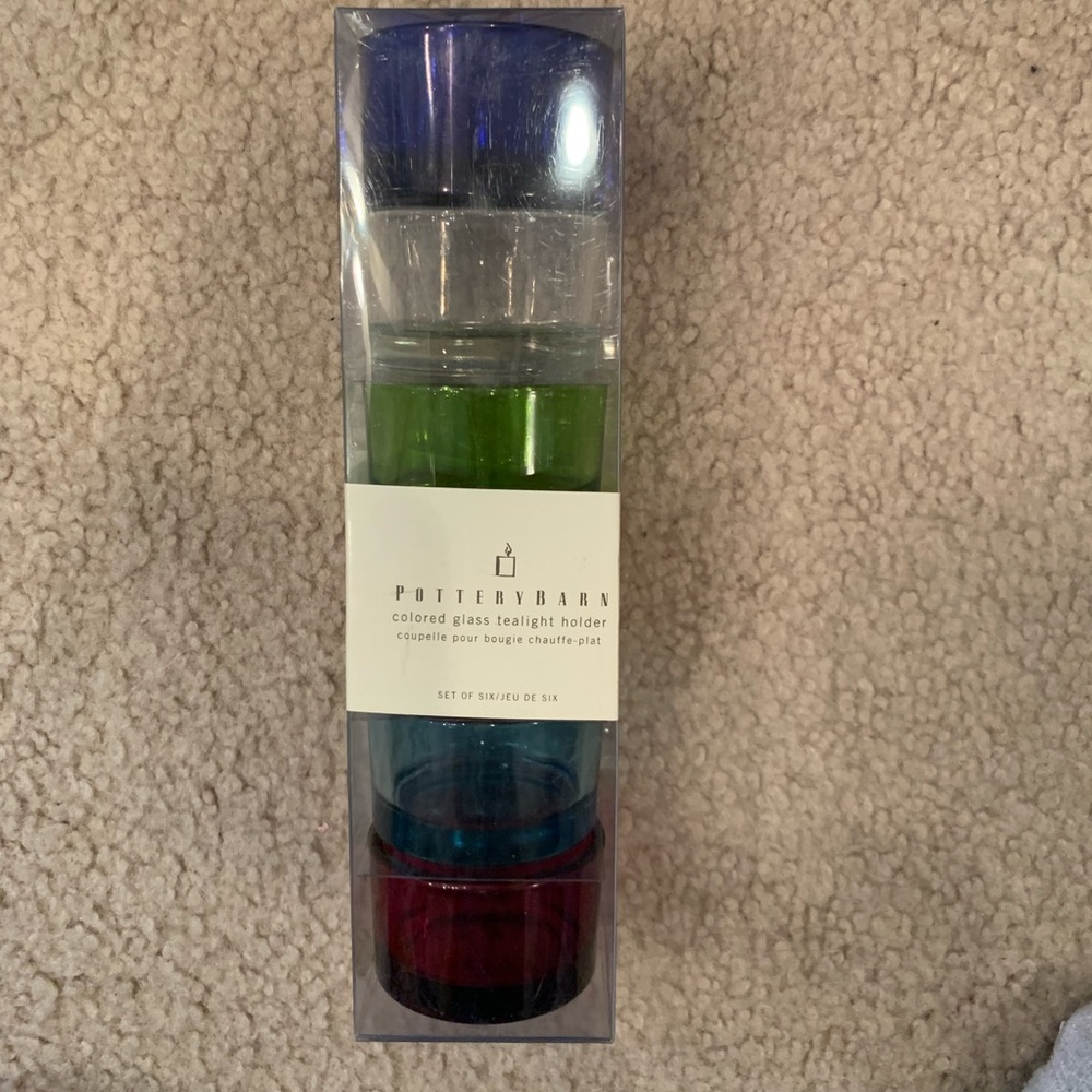 Pottery Barn colored glass tealight candle holders